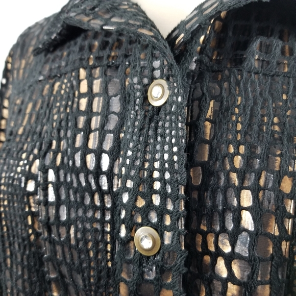 JM COLLECTION Textured Black Gold Copper Jacket - Picture 8 of 12